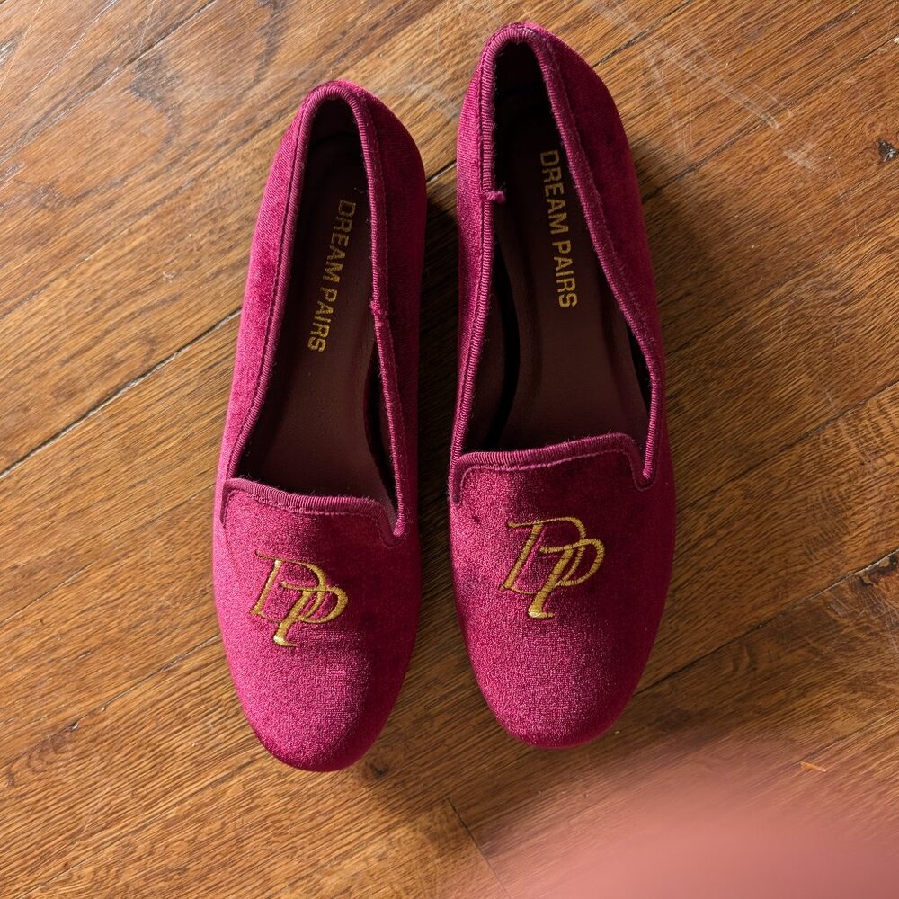 DREAM PAIRS Velvet Embroidery Flats